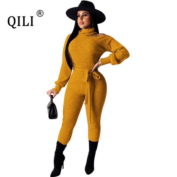 women's jumpsuits & rompers qili women knitted cotton cold shoulder turtlececk full sleeve bodycon jumpsuit winter fashiion, Black;white
women's jumpsuits & rompers qili women knitted cotton cold shoulder turtlececk full sleeve bodycon jumpsuit winter fashiion, Black;white