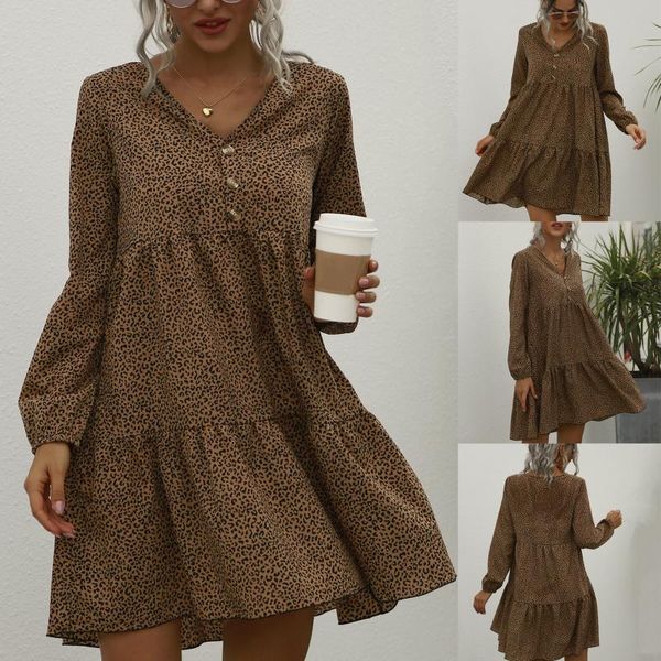 casual dresses fashion ladies stitching long sleeve v-neck leopard print button dress skirt, Black;gray
casual dresses fashion ladies stitching long sleeve v-neck leopard print button dress skirt, Black;gray