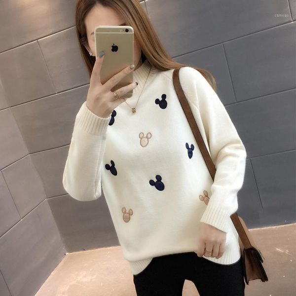 women's sweaters half-height collar thickened sweater female autumn and winter 2021 korean short clothing trendy tide, White;black
women's sweaters half-height collar thickened sweater female autumn and winter 2021 korean short clothing trendy tide, White;black