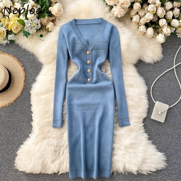 neploe women dress autumn and winter korean v-neck button solid tempearment slim fit knitted female bodycon dresses 82119 210423, Black;gray
neploe women dress autumn and winter korean v-neck button solid tempearment slim fit knitted female bodycon dresses 82119 210423, Black;gray