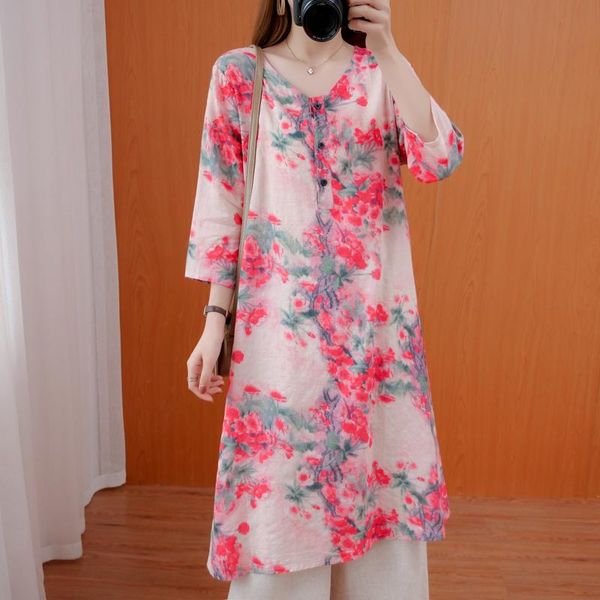 national wind women dress spring summer three quarter sleeve cotton linen loose dresses pink light purple 836 casual, Black;gray
national wind women dress spring summer three quarter sleeve cotton linen loose dresses pink light purple 836 casual, Black;gray