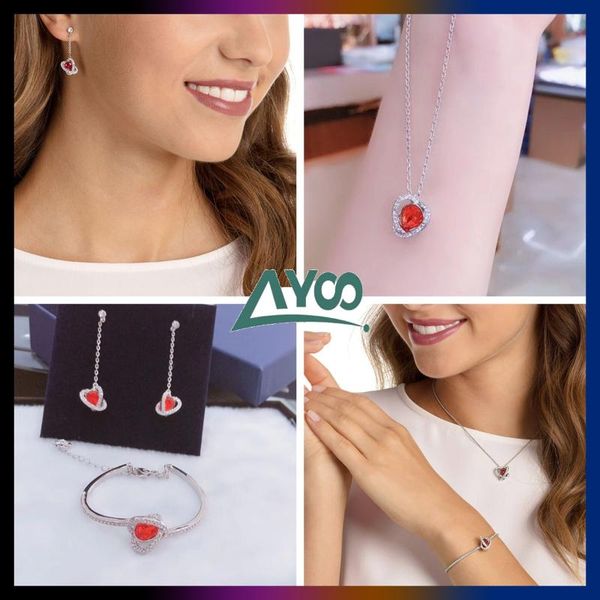chains swa fashion jewelry exquisite red crystal spiral round temperament noble women's necklace set gift, Silver
chains swa fashion jewelry exquisite red crystal spiral round temperament noble women's necklace set gift, Silver