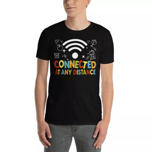 quarantined connected at any distance back to school social distancing shirt, White;black
quarantined connected at any distance back to school social distancing shirt, White;black
