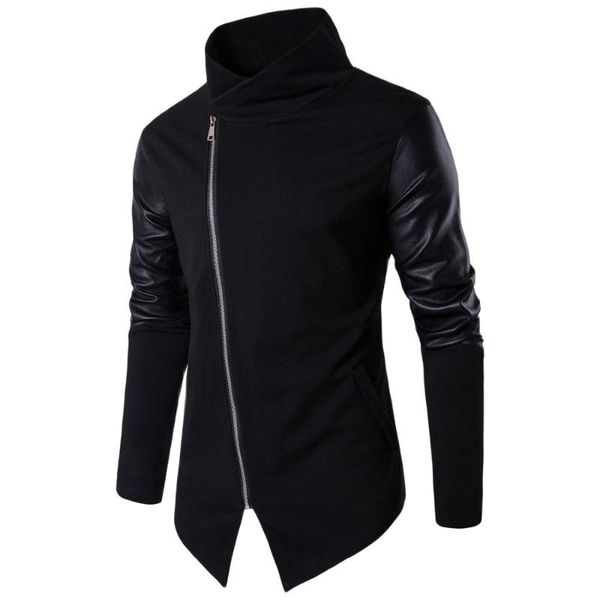men's hoodies & sweatshirts men leather sleeve patchwork sweatshirt knitwear asymmetrical design nightclub slim hip hop punk streetwear, Black
men's hoodies & sweatshirts men leather sleeve patchwork sweatshirt knitwear asymmetrical design nightclub slim hip hop punk streetwear, Black