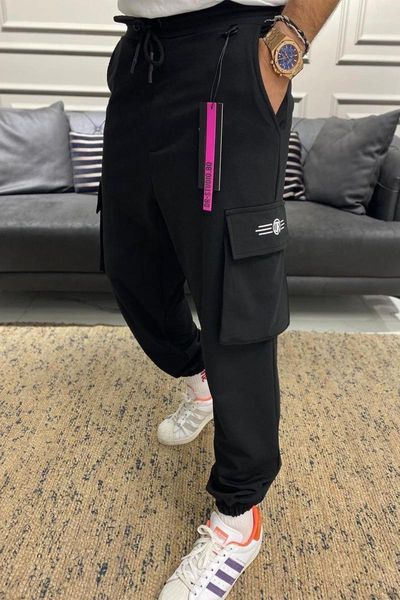men's black elasticated cargo pocket wide sweatpants dr80013 sleepwear, Black;brown
men's black elasticated cargo pocket wide sweatpants dr80013 sleepwear, Black;brown