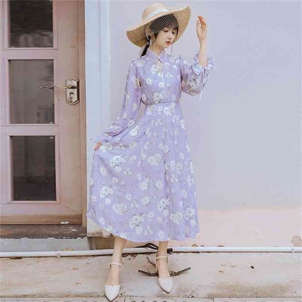 floral print chiffon long women dress spring elegant improved cheongsam female vestido vintage mid-calf purple 210603, Black;gray
floral print chiffon long women dress spring elegant improved cheongsam female vestido vintage mid-calf purple 210603, Black;gray