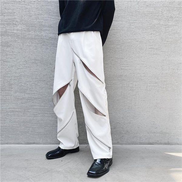 men's pants fashion personality trend multi-zip trousers hairdresser loose straight singer costumes, Black
men's pants fashion personality trend multi-zip trousers hairdresser loose straight singer costumes, Black