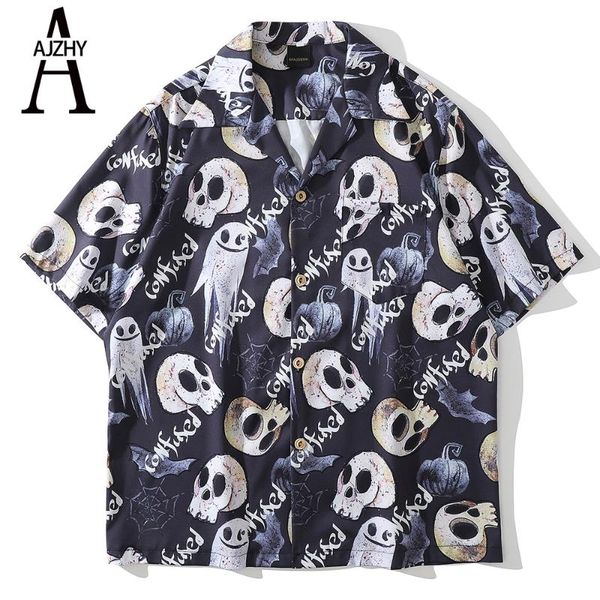men's casual shirts skulls full printed short sleeve men summer loose hawaiian korean streetwear hip hop couple fashion harajuku, White;black
men's casual shirts skulls full printed short sleeve men summer loose hawaiian korean streetwear hip hop couple fashion harajuku, White;black