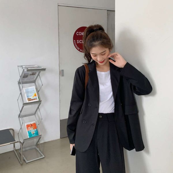 women's jackets coats 2021 spring korean black loose temperament long sleeve suit 58ap, Black;brown
women's jackets coats 2021 spring korean black loose temperament long sleeve suit 58ap, Black;brown
