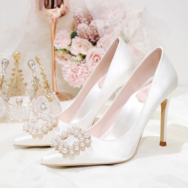 dress shoes women pumps square button pointed silk high heel ladies party shoe thin white pearl master wedding bride red, Black
dress shoes women pumps square button pointed silk high heel ladies party shoe thin white pearl master wedding bride red, Black