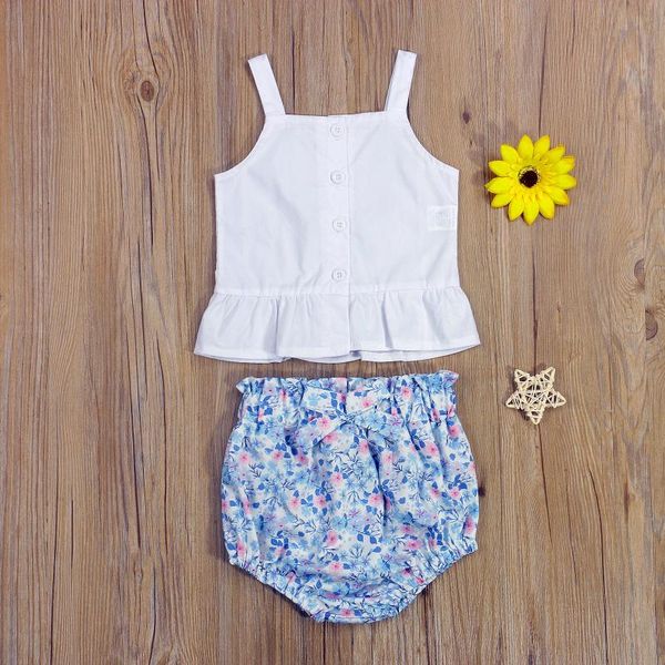 clothing sets baby girls clothes set solid color sleeveless square collar ruffle hem sling + floral print short pants, White
clothing sets baby girls clothes set solid color sleeveless square collar ruffle hem sling + floral print short pants, White