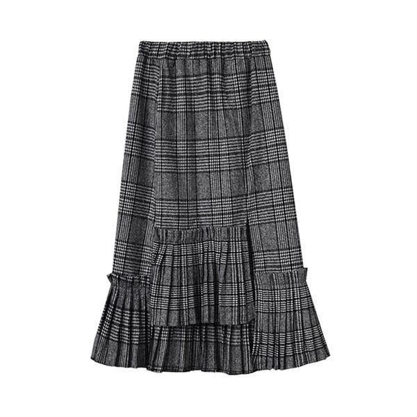 gray khaki plaid elastic waist pleat winter autumn empire asymmetrical side split skirt casual s0115 210514, Black
gray khaki plaid elastic waist pleat winter autumn empire asymmetrical side split skirt casual s0115 210514, Black