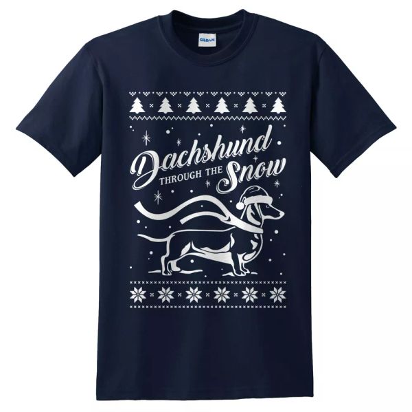dachshund through the snow t-shirt shirt tee funny xmas dog lover dashing, White;black
dachshund through the snow t-shirt shirt tee funny xmas dog lover dashing, White;black