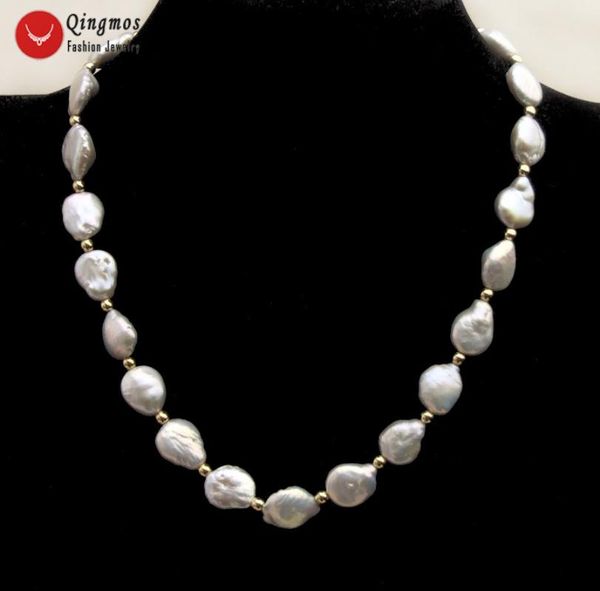 qingmos trendy gray natural pearl necklace for women with 10*14mm oval coin chokers fine jewelry 17" femme ne6497, Golden;silver
qingmos trendy gray natural pearl necklace for women with 10*14mm oval coin chokers fine jewelry 17" femme ne6497, Golden;silver