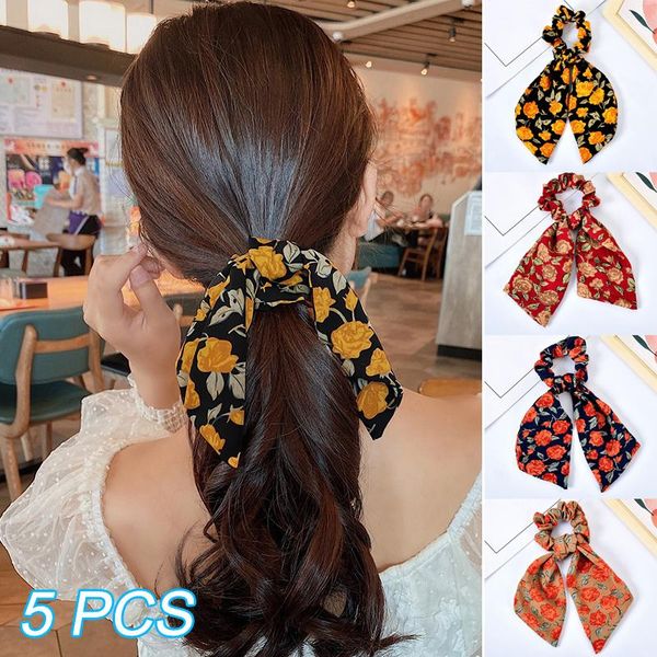 5pcs hair scrunchies scarves vintage floral ribbon tail ponytail flower pattern long bow knotted band m88 clips
5pcs hair scrunchies scarves vintage floral ribbon tail ponytail flower pattern long bow knotted band m88 clips