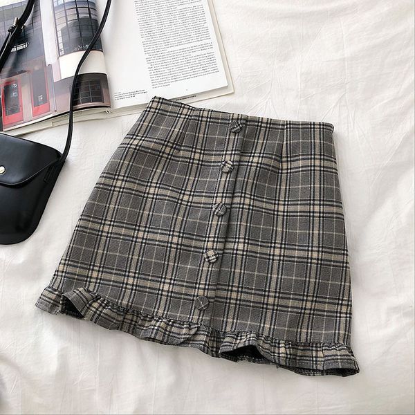 empire summer korean women skirt plaid mini skirts casual lady above knee a-line high waist ruffles, Black
empire summer korean women skirt plaid mini skirts casual lady above knee a-line high waist ruffles, Black