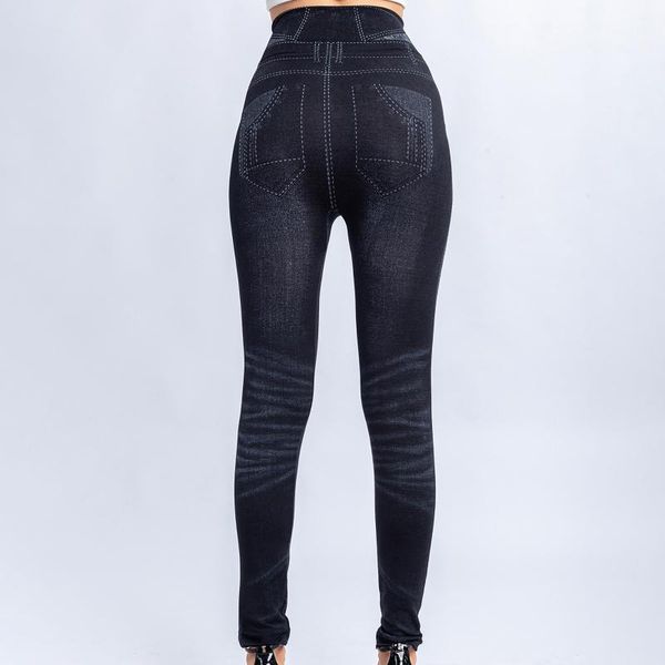 women's leggings imitation denim stretchable high waist side printed hip raising capris casual sports pencil pants, Black
women's leggings imitation denim stretchable high waist side printed hip raising capris casual sports pencil pants, Black