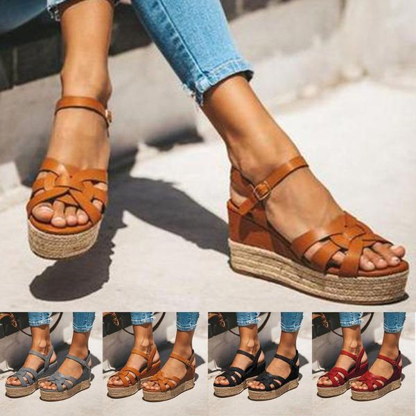 women wedges sandals shoes summer ladies solid color hollow pu leather 2021 female boho platform plus size, Black
women wedges sandals shoes summer ladies solid color hollow pu leather 2021 female boho platform plus size, Black