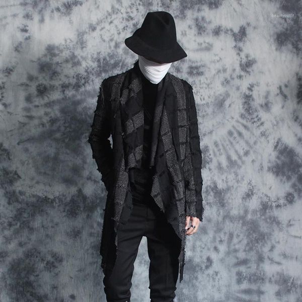 men's trench coats winter outerwear personality stitching cardigan windbreaker long cloak cape coat mens jackets and harujuku, Tan;black
men's trench coats winter outerwear personality stitching cardigan windbreaker long cloak cape coat mens jackets and harujuku, Tan;black