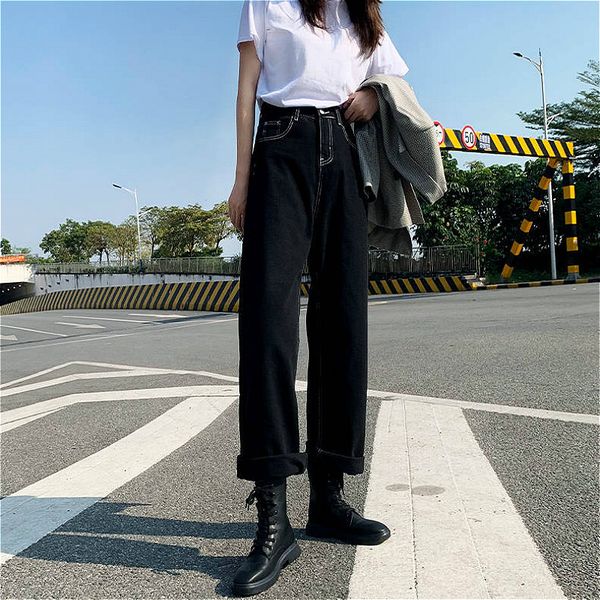 2011jeans women all-match korean style mopping trousers denim vintage black solid high waist autumn baggy chic ulzzang street casual, Blue
2011jeans women all-match korean style mopping trousers denim vintage black solid high waist autumn baggy chic ulzzang street casual, Blue