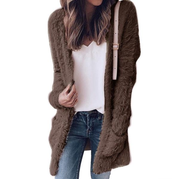 women's jackets women winter warm fleece blend long cardigan jacket ladies casual solid loose outerwear fluffy coat, Black;brown
women's jackets women winter warm fleece blend long cardigan jacket ladies casual solid loose outerwear fluffy coat, Black;brown