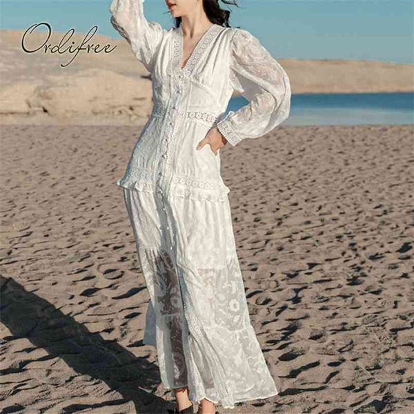 summer women party maxi dress long sleeve ruffle white lace crochet single breasted vacation beach 210513, Black;gray
summer women party maxi dress long sleeve ruffle white lace crochet single breasted vacation beach 210513, Black;gray