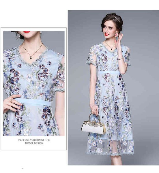 casual dresses fashion designer summer women's short sleeve mesh flowers embroidery vintage elegant 18wj, Black;gray 
casual dresses fashion designer summer women's short sleeve mesh flowers embroidery vintage elegant 18wj, Black;gray