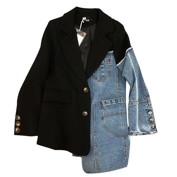 autumn lapel stitching asymmetric denim suit jacket decorative blazer women's suits & blazers, White;black
autumn lapel stitching asymmetric denim suit jacket decorative blazer women's suits & blazers, White;black