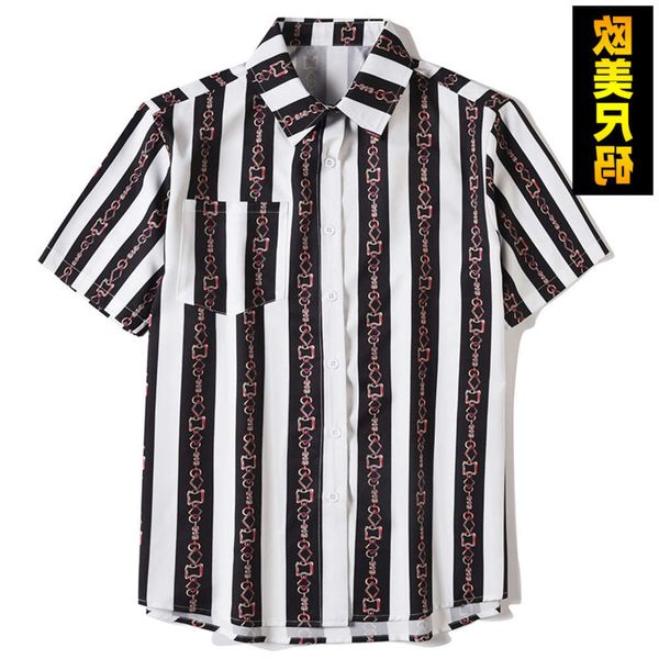 shirtsspring and summer vertical stripe harajuku fashion 3d digital printing loose men's short sleeve shirt, White;black
shirtsspring and summer vertical stripe harajuku fashion 3d digital printing loose men's short sleeve shirt, White;black