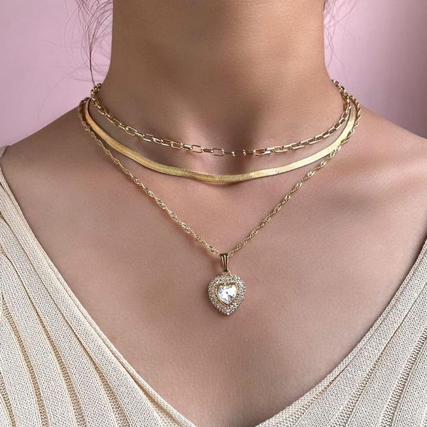 chains flatfoosie simple gold color metal snake chain necklace for women multi-layered love heart crystal pendant jewelry gift, Silver
chains flatfoosie simple gold color metal snake chain necklace for women multi-layered love heart crystal pendant jewelry gift, Silver