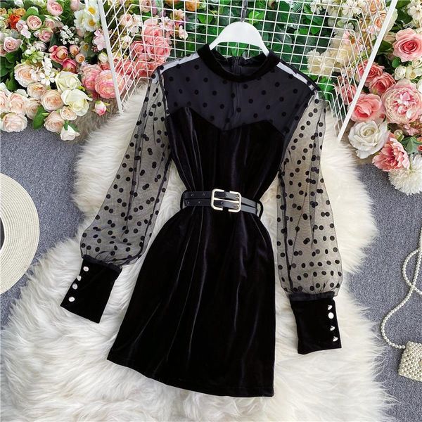 casual dresses spring autumn temperament fashion short dress polka dot mesh puff sleeve stitching retro velvet a-line uk661, Black;gray
casual dresses spring autumn temperament fashion short dress polka dot mesh puff sleeve stitching retro velvet a-line uk661, Black;gray