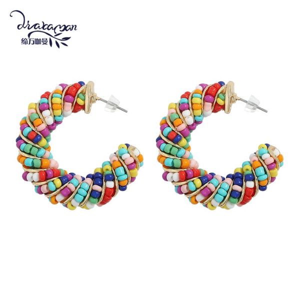 hoop & huggie dvacaman bohemian summer colorful beaded c-shaped earrings for women handmade geometric circle jewelry accessories, Golden;silver
hoop & huggie dvacaman bohemian summer colorful beaded c-shaped earrings for women handmade geometric circle jewelry accessories, Golden;silver