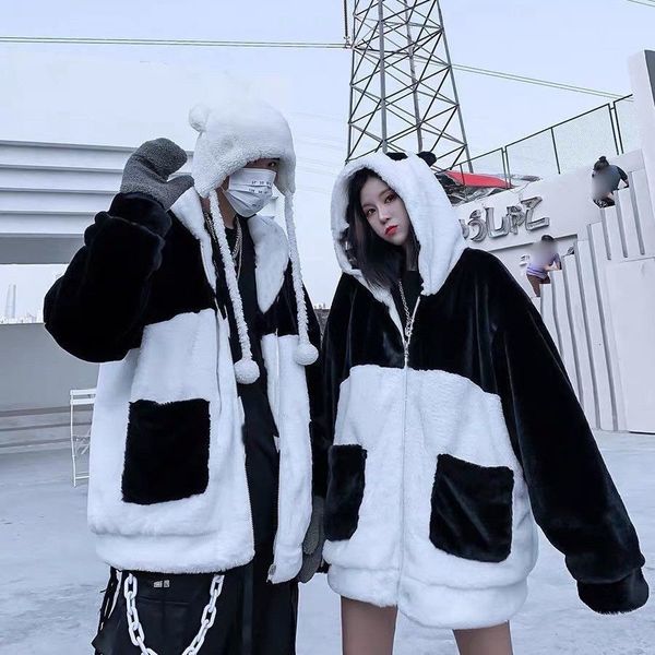 women's knits & tees plush thickened panda sweater female, super cute lamb cashmere splicing coat, korean couple's winter loose wa, White
women's knits & tees plush thickened panda sweater female, super cute lamb cashmere splicing coat, korean couple's winter loose wa, White