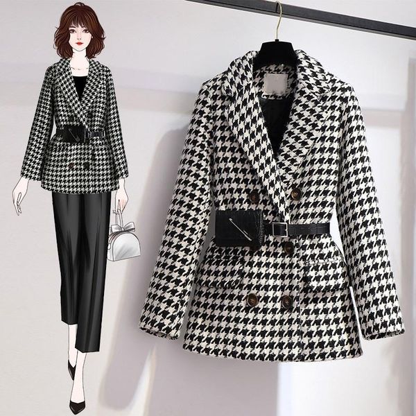 women's wool & blends oversize 4xl winter coat 2021 double breasted loose houndstooth jacket warm vintage female woolen outerwear, Black
women's wool & blends oversize 4xl winter coat 2021 double breasted loose houndstooth jacket warm vintage female woolen outerwear, Black
