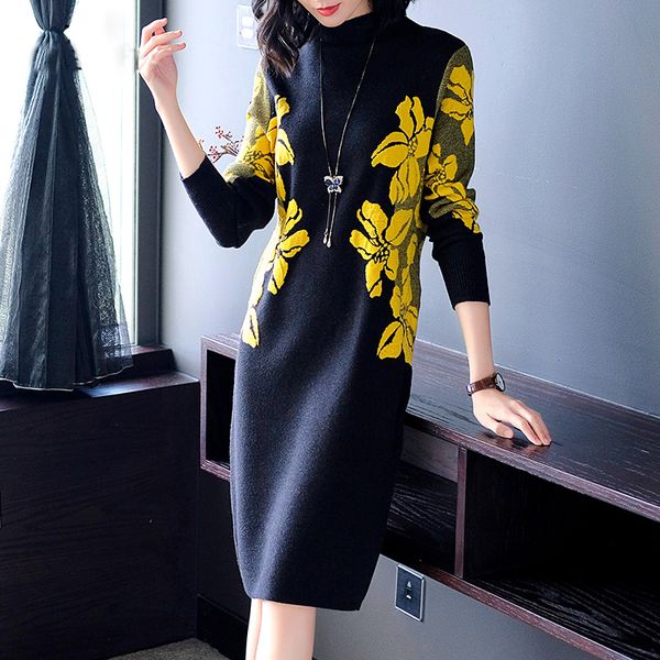2021floral women winter turtleneck sweater dress female elegant knitting dress knee-length vintage dress female, Black;gray
2021floral women winter turtleneck sweater dress female elegant knitting dress knee-length vintage dress female, Black;gray