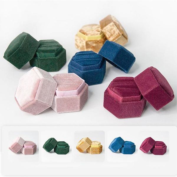 party decoration hexagonal velvet ring box customized double slot wedding engagement
party decoration hexagonal velvet ring box customized double slot wedding engagement