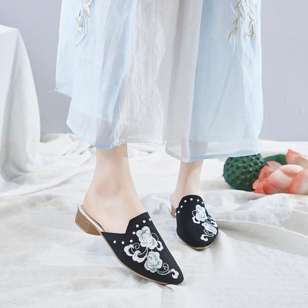 slippers veowalk knitted cotton fabric women mules pearls rivets ladies pointed toe breathable comfort summer embroidered shoes, Black
slippers veowalk knitted cotton fabric women mules pearls rivets ladies pointed toe breathable comfort summer embroidered shoes, Black