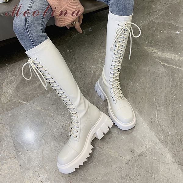 platform high heel women boots real leather knee zip thick long lace up ladies shoes autumn winter 210517, Black
platform high heel women boots real leather knee zip thick long lace up ladies shoes autumn winter 210517, Black