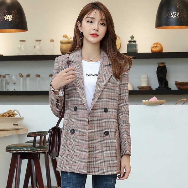 temperament casual women's jacket plaid autumn and winter ladies blazer double pocket office suit female 210527, White;black
temperament casual women's jacket plaid autumn and winter ladies blazer double pocket office suit female 210527, White;black