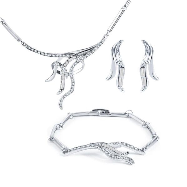 earrings & necklace high-end jewelry tassel classic luxury full crystal bracelet three-piece set, Silver
earrings & necklace high-end jewelry tassel classic luxury full crystal bracelet three-piece set, Silver