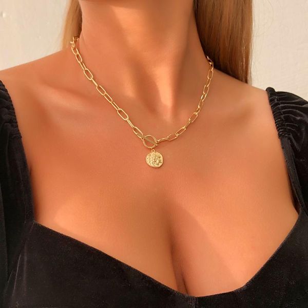 chains wg minimalist coins clavicle chain necklace pendant fashion personality ot buckle jewelry gift for women, Silver
chains wg minimalist coins clavicle chain necklace pendant fashion personality ot buckle jewelry gift for women, Silver