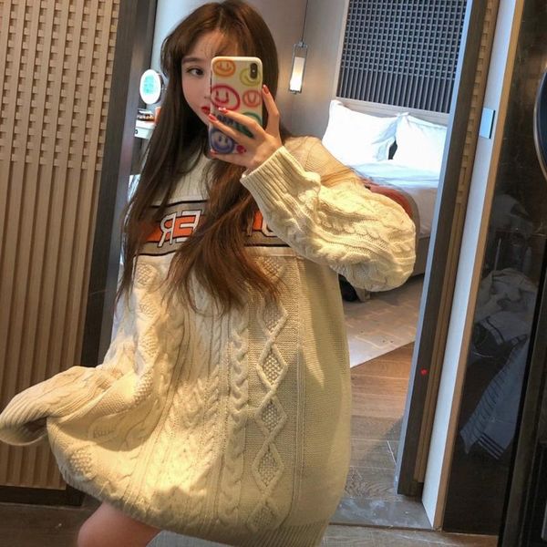 women's sweaters high end twist knitting jacquard letter casual loose collar sweater fashion girl sueter mujer pullover women sweter, White;black
women's sweaters high end twist knitting jacquard letter casual loose collar sweater fashion girl sueter mujer pullover women sweter, White;black