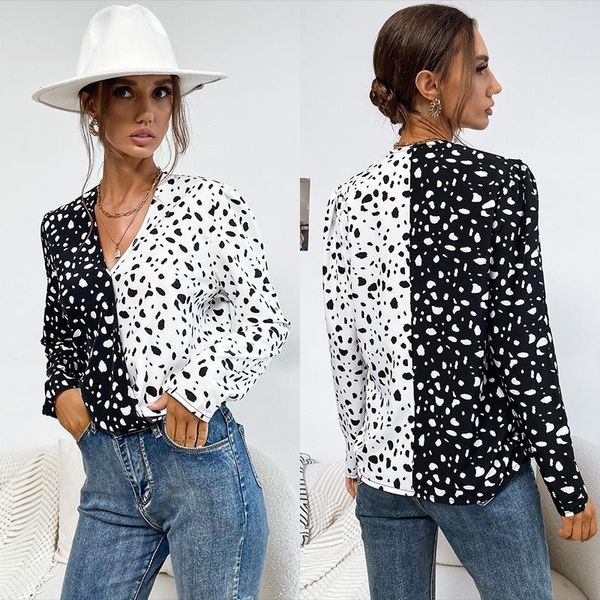 women's t-shirt awasir 2021 autumn fashion long sleeve slim fit stitching leopard pullover lapel shirt, White
women's t-shirt awasir 2021 autumn fashion long sleeve slim fit stitching leopard pullover lapel shirt, White