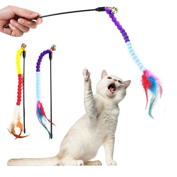 cat toys 1pcs teaser wand plush artificial feather bell toy interactive funny pet supplies
cat toys 1pcs teaser wand plush artificial feather bell toy interactive funny pet supplies