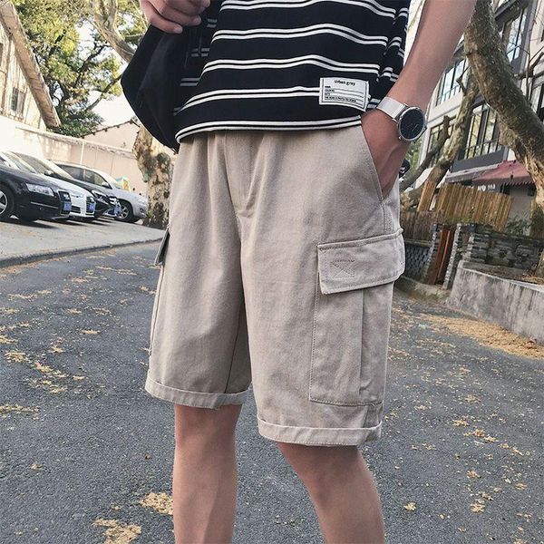 men's shorts hong kong style chic trend techwear loose straight pants students korean summer casual knee length trousers, White;black
men's shorts hong kong style chic trend techwear loose straight pants students korean summer casual knee length trousers, White;black