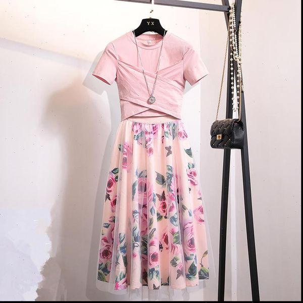 summer women womens tracksuits 2 piece set fashion pink cotton bowknot t shirt mesh floral print big swing long skirt, Gray
summer women womens tracksuits 2 piece set fashion pink cotton bowknot t shirt mesh floral print big swing long skirt, Gray