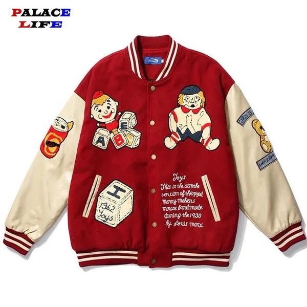 men's jackets patchwork men wool heavy industry cartoons pattern patch baseball jacket women oversize harajuku korean style outerwear, Black;brown
men's jackets patchwork men wool heavy industry cartoons pattern patch baseball jacket women oversize harajuku korean style outerwear, Black;brown