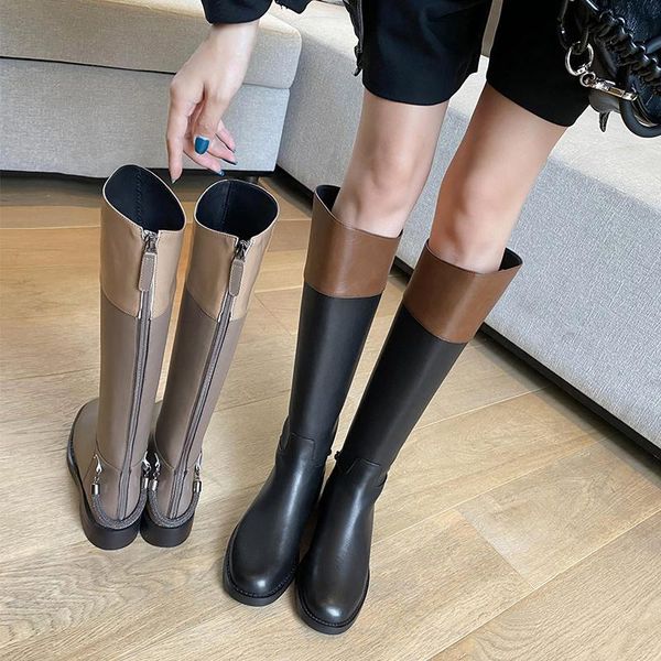 boots women knee-high natural leather modern 22-25cm autumn and winter 2-tone stitching womens platform heels back zipper, Black
boots women knee-high natural leather modern 22-25cm autumn and winter 2-tone stitching womens platform heels back zipper, Black