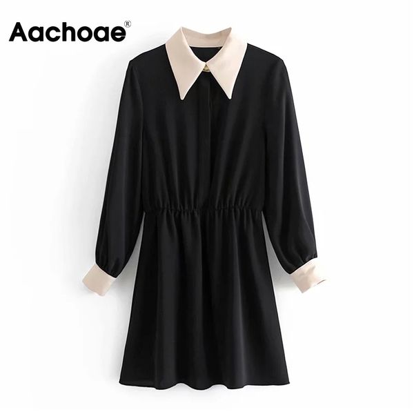 aachoae women office wear patchwork mini dress turn down collar elegant a line dresses metal buttons long sleeve chic dress 210413, Black;gray
aachoae women office wear patchwork mini dress turn down collar elegant a line dresses metal buttons long sleeve chic dress 210413, Black;gray