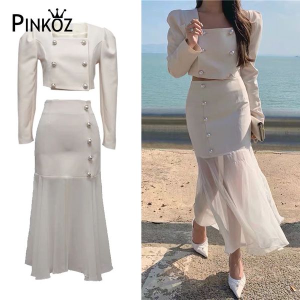 spring autumn souble breasted square collar beige jacket + patchwork mesh buttons mermaid skirt two pieces set women 210421, White
spring autumn souble breasted square collar beige jacket + patchwork mesh buttons mermaid skirt two pieces set women 210421, White